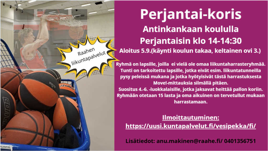 Perjantai-koris Kuvassa on koripalloja ja kerronta kerhon sisällöstä.
